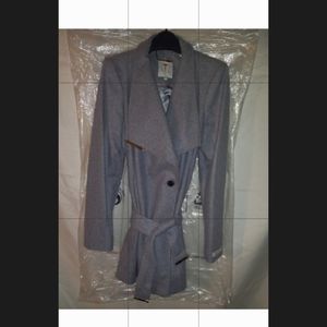 Light grey wool trench winter coat